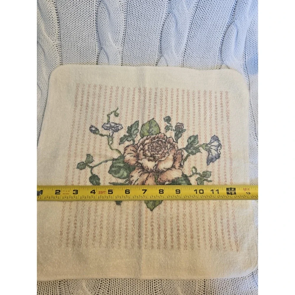 Vintage Louis Nichole Floral Washcloth Set of 2 NWOT Pink Rose Cottagecore 1988